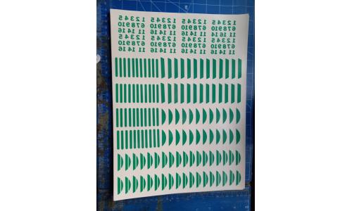Decalque N�meros e Barras Verde Claro
